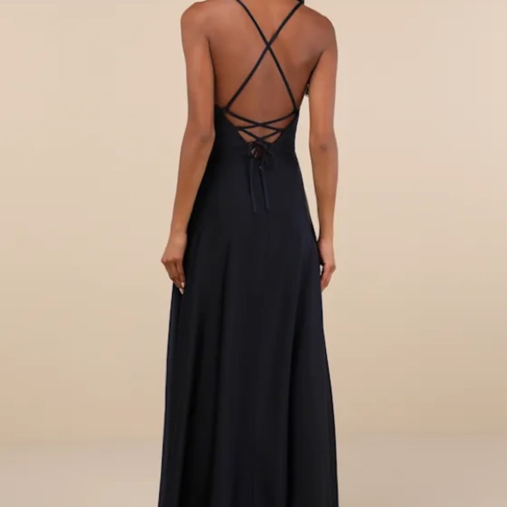 Lulu's Black Spaghetti-Strap Ruffle Maxi Dress - Picture 3 of 4